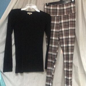 Poof plaid leggings combo